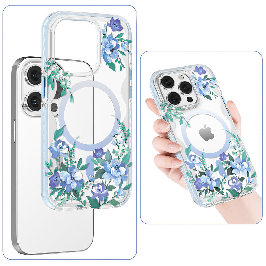 Kingxbar Flora Series iPhone 14 Pro MagSafe, sininen hinta ja tiedot | Puhelimen kuoret ja kotelot | hobbyhall.fi