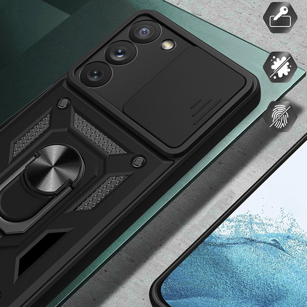 Hybrid Armor Camshield Samsung Galaxy A14, sininen hinta ja tiedot | Puhelimen kuoret ja kotelot | hobbyhall.fi