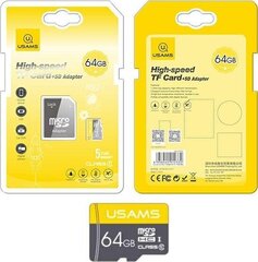Usams MicroSDHC 64 GB Class 10 U1 (ZB119TF01) hinta ja tiedot | Usams Kamerat ja tarvikkeet | hobbyhall.fi