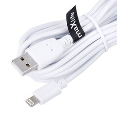 Maxlife Kaapeli USB - Lightning 3.0 m 2A, valkoinen hinta ja tiedot | Puhelinkaapelit | hobbyhall.fi