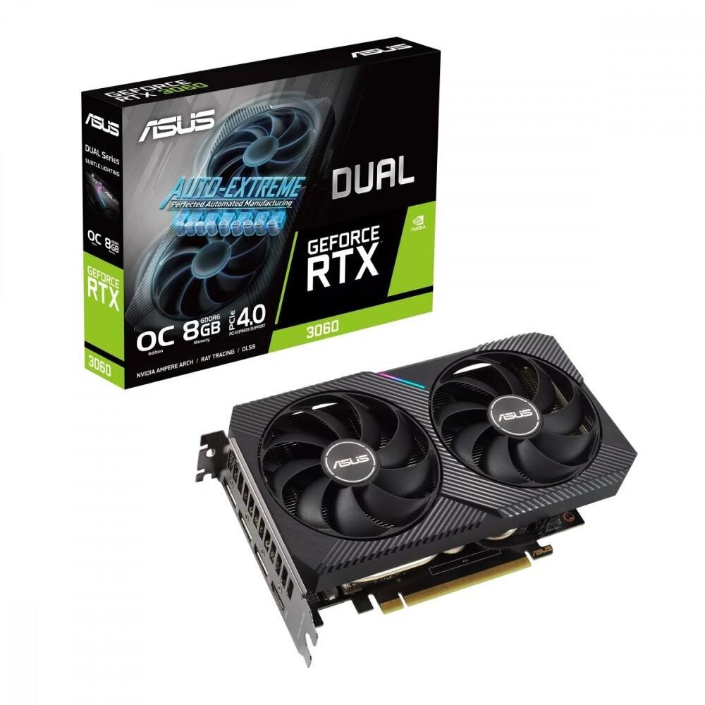 Asus Dual GeForce RTX 3060 OC Edition 8GB GDDR6 (DUAL-RTX3060-O8G) hinta ja tiedot | Näytönohjaimet | hobbyhall.fi