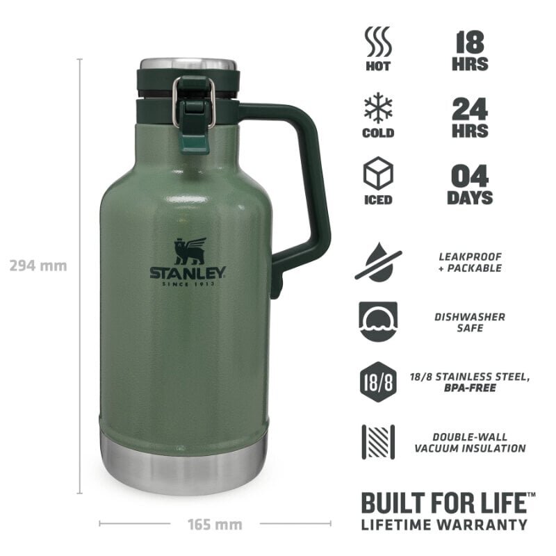 Olutkannu The Easy-Pour Growler Classic, 1,9 L, vihreä hinta ja tiedot | Termoskannut ja termosmukit | hobbyhall.fi