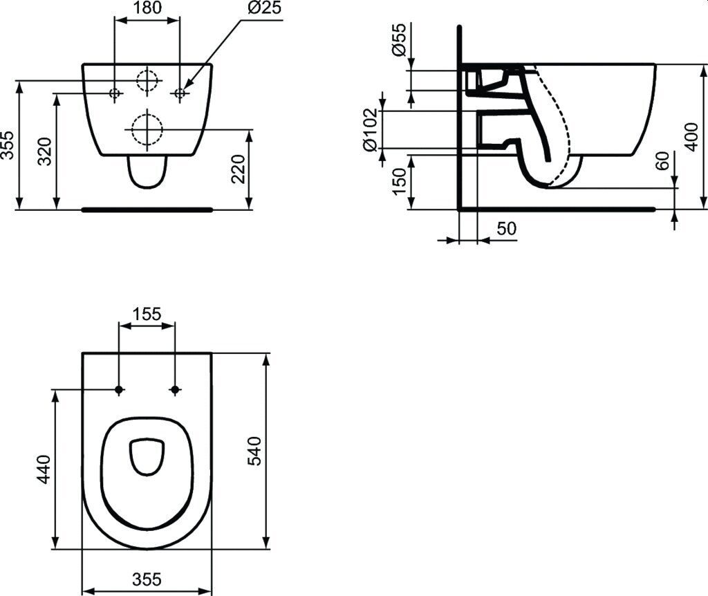 Seinälle kiinnitettävä wc-istuin Ideal Standard WC Blend Curve Aquablade hitaasti sulkeutuvalla kannella T374901 / T376001 hinta ja tiedot | WC-istuimet | hobbyhall.fi