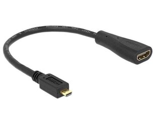 Delock - Sovitin Micro HDMI-D (M) -> HDMI-A (F) 23cm hinta ja tiedot | Adapterit | hobbyhall.fi