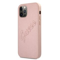 Arvaa GUHCP12MRSAVSRG iPhone 12/12 Pro 6.1 tuuman vaaleanpunainen kova kotelo Saffiano Vintage Script hinta ja tiedot | Puhelimen kuoret ja kotelot | hobbyhall.fi