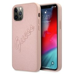 Arvaa GUHCP12MRSAVSRG iPhone 12/12 Pro 6.1 tuuman vaaleanpunainen kova kotelo Saffiano Vintage Script hinta ja tiedot | Puhelimen kuoret ja kotelot | hobbyhall.fi