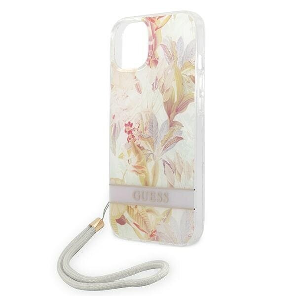 Puhelinkotelo GUESS Flower Strap Hardcase - iPhone 14 Plus, violetti hinta ja tiedot | Puhelimen kuoret ja kotelot | hobbyhall.fi