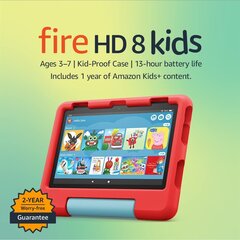 Amazon Fire HD 8 Kids 32GB Red hinta ja tiedot | Amazon Tietokoneet ja pelaaminen | hobbyhall.fi