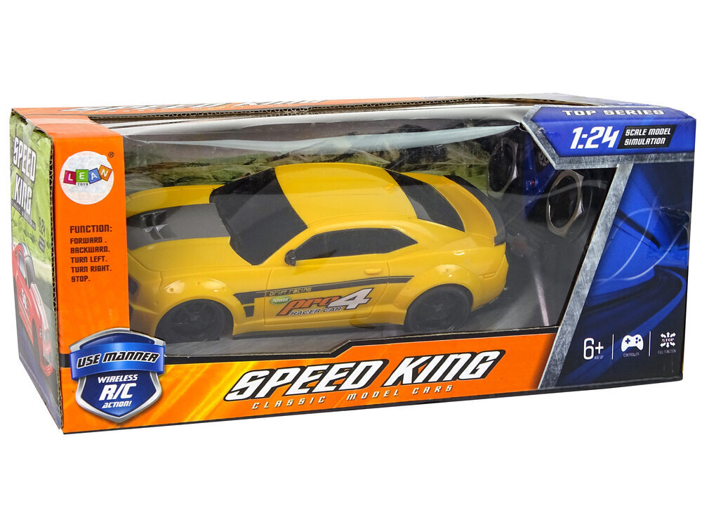 RC urheiluauto Lean Toys, 1:24, keltainen hinta ja tiedot | Poikien lelut | hobbyhall.fi