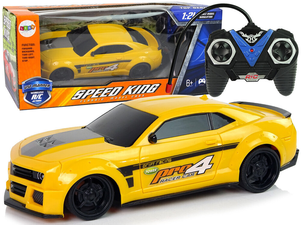 Lean lelut RC urheiluauto 1:24 keltaisen värinen hinta ja tiedot | Poikien lelut | hobbyhall.fi