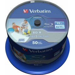 Verbatim BD-R 6x 25GB 50P CB DataLife 43812 hinta ja tiedot | Vinyylilevyt, CD-levyt, DVD-levyt | hobbyhall.fi