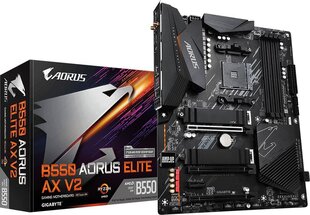 Motherboard Gigabyte B550 AORUS ELITE AX V2 1.0 Processor family AMD, Processor socket AM4, DDR4 DIMM, Memory slots 2, Number of SATA connectors 4 x SATA 6Gb/s connectors, Chipset AMD B, ATX hinta ja tiedot | Gigabyte Tietokoneet ja pelaaminen | hobbyhall.fi