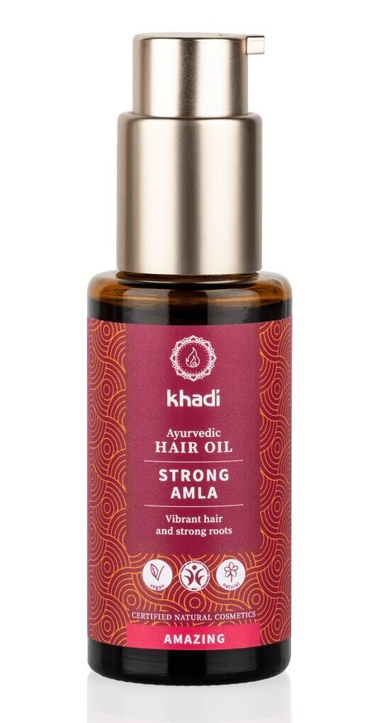 Hiuksia vahvistava öljy Strong Amla Khadi Naturprodukte, 50 ml hinta ja tiedot | Naamiot, öljyt ja seerumit | hobbyhall.fi