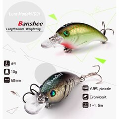 Vobler Banshee Crankbait Bass 60mm 10g VC01 Murky Perch, kelluva hinta ja tiedot | Banshee Urheilu ja vapaa-aika | hobbyhall.fi