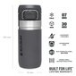 Termospullo The Quick Flip Water Bottle Go 0,47 l, harmaa hinta ja tiedot | Termoskannut ja termosmukit | hobbyhall.fi