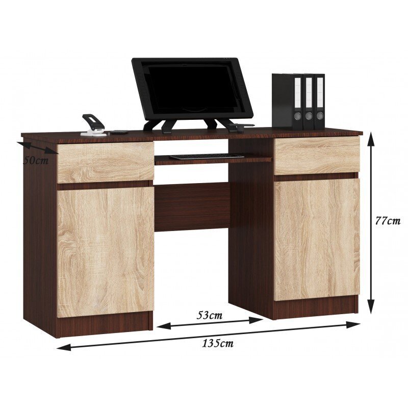 Työpöytä NORE A5, tummanruskea / tammi hinta ja tiedot | Tietokonepöydät ja työpöydät | hobbyhall.fi