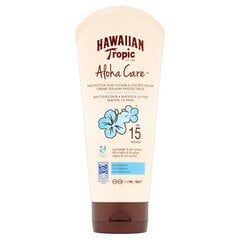 Hawaiian Tropic Aloha Care SPF 15 suojaava aurinkovoide, joka tekee ihosta mattapintaisen, 180 ml hinta ja tiedot | Hawaiian Tropic Vartalonhoito | hobbyhall.fi