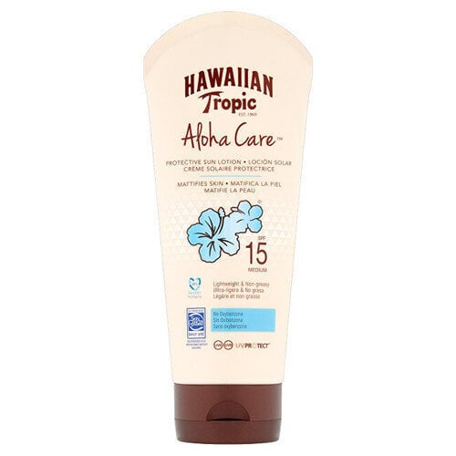 Hawaiian Tropic Aloha Care SPF 15 suojaava aurinkovoide, joka tekee ihosta mattapintaisen, 180 ml hinta ja tiedot | Aurinkovoiteet | hobbyhall.fi