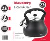 Klausberg KB - 7446 -vesipannu, 2,7 l, viheltävä, musta hinta ja tiedot | Kahvipannut ja teekannut | hobbyhall.fi