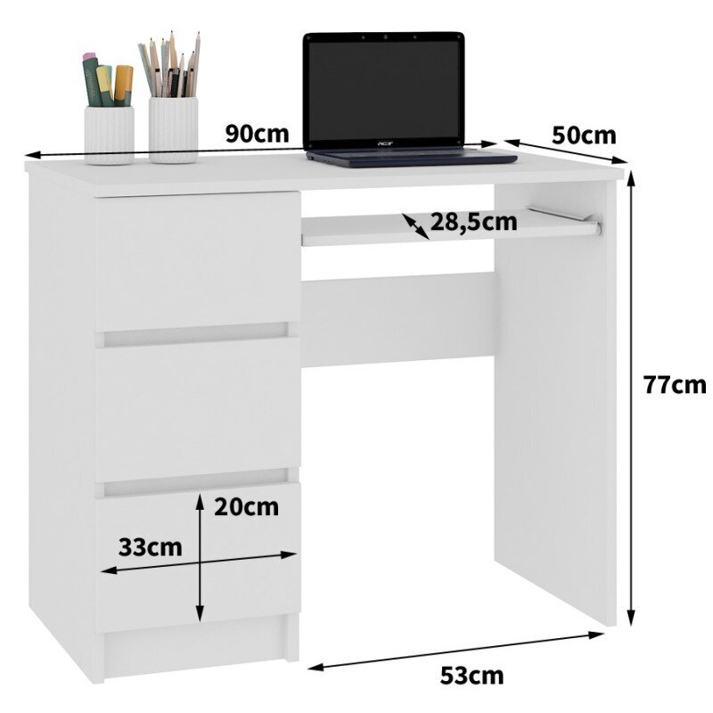 Työpöytä NORE A6, vasen, tummanruskea/valkoinen hinta ja tiedot | Tietokonepöydät ja työpöydät | hobbyhall.fi