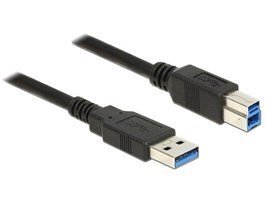 Kaapeli Delock USB 3.0 Type-A uros> USB 3.0 Type-B uros 5m, musta hinta ja tiedot | Kaapelit ja adapterit | hobbyhall.fi