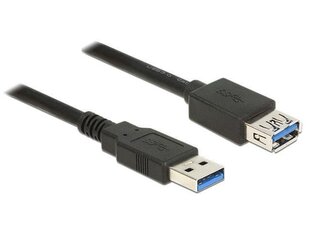 Delock jatkokaapeli USB 3.0 Type-A uros> USB 3.0 Type-A naaras 1,5 m musta hinta ja tiedot | Kaapelit ja adapterit | hobbyhall.fi