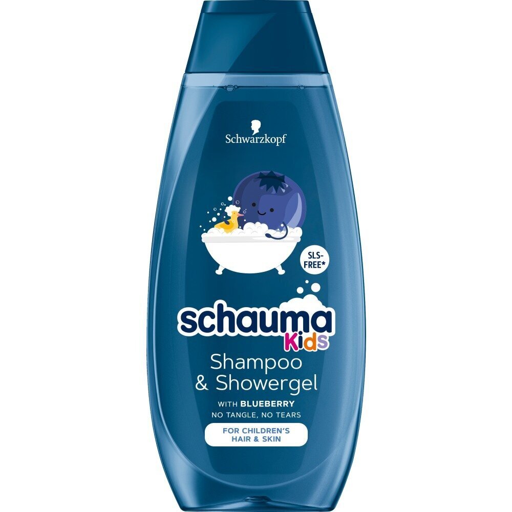 Shampoo kaikille hiustyypeille ja suihkugeeli lapsille Blueberry Schauma Kids shampoo ja suihkugeeli, 400ml hinta ja tiedot | Lasten ja äitiysajan kosmetiikka | hobbyhall.fi