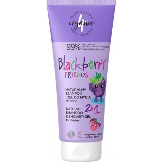 Shampoo ja pesugeeli lapsille 2in1 Blackberry Friends 4organic, 200ml hinta ja tiedot | Lasten ja äitiysajan kosmetiikka | hobbyhall.fi