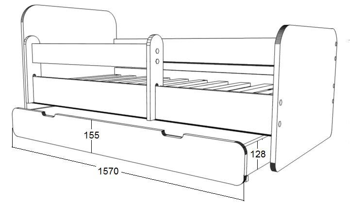 Ami 53 Sänky patjalla 160 cm x 80 cm, liinavaatelaatikolla hinta ja tiedot | Lastensängyt | hobbyhall.fi