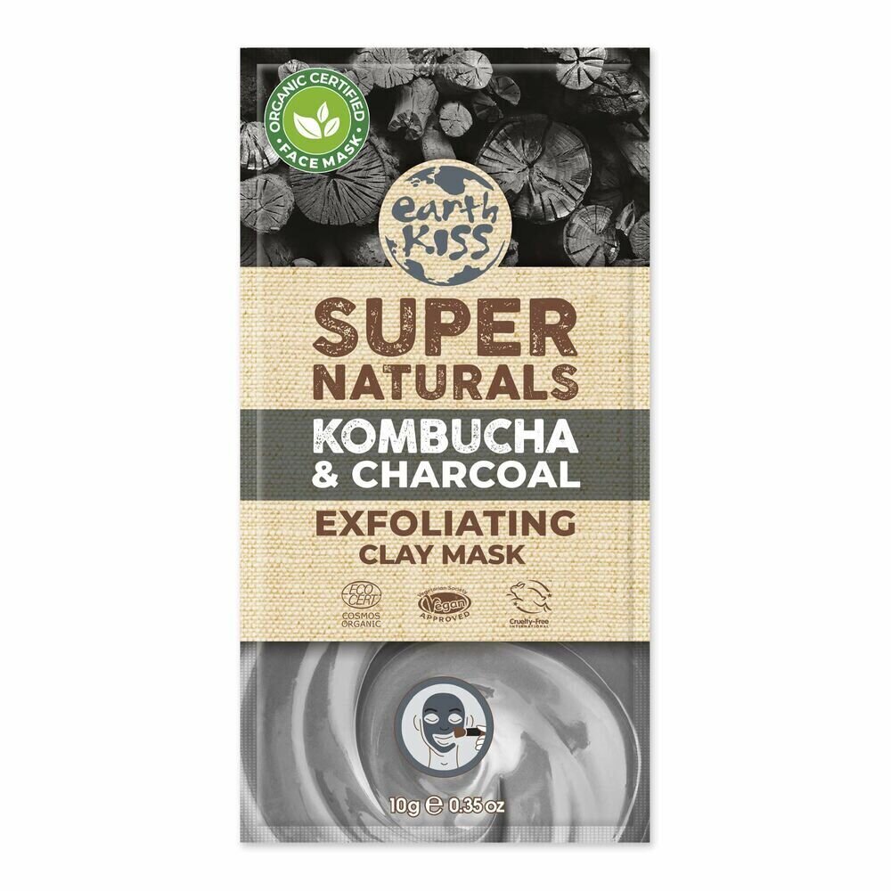 Earth Kiss Super Naturals hiili-kombucha kuoriva savinaamio (10 ml) hinta ja tiedot | Kasvonaamiot ja silmänalusaamiot | hobbyhall.fi