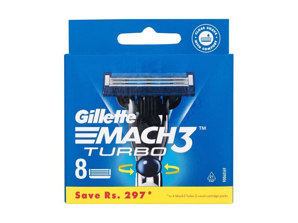 Parranajopäät Gillette Mach 3 Turbo, 8 kpl. hinta ja tiedot | Parranajo ja karvanpoisto | hobbyhall.fi