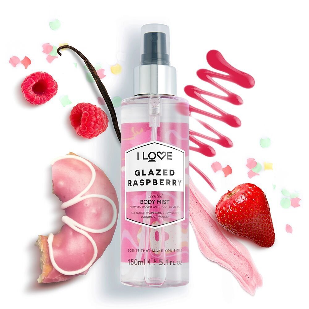 Vartalospray I Love Glazed Raspberry 150 ml hinta ja tiedot | Naisten ihonhoito | hobbyhall.fi