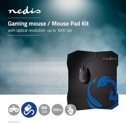 Langallinen hiiri + hiirimatto pelaajille Nedis, 2400 dpi hinta ja tiedot | Nedis Tietokoneen lisälaitteet | hobbyhall.fi
