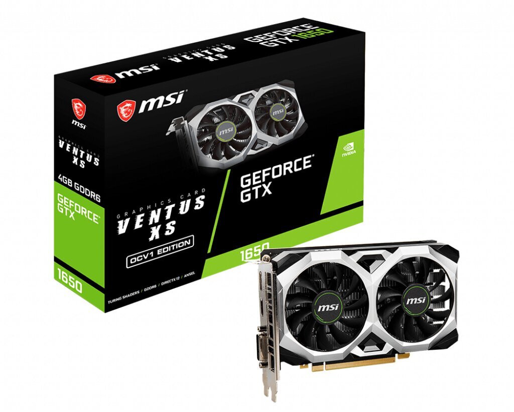 MSI GeForce GTX 1650 D6 VENTUS XS OCV1 NVIDIA 4 GB GDDR6 hinta ja tiedot | Näytönohjaimet | hobbyhall.fi