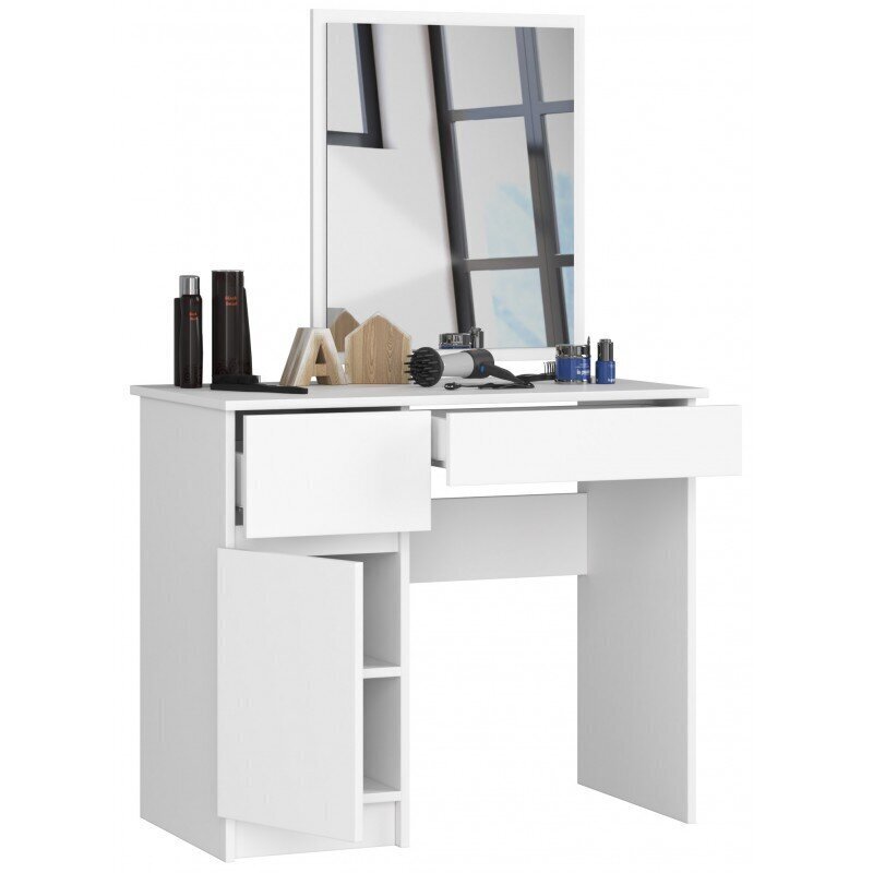 NORE P-2/SL meikkipöytä peilillä 500x600 mm, valkoinen hinta ja tiedot | Peilipöydät | hobbyhall.fi