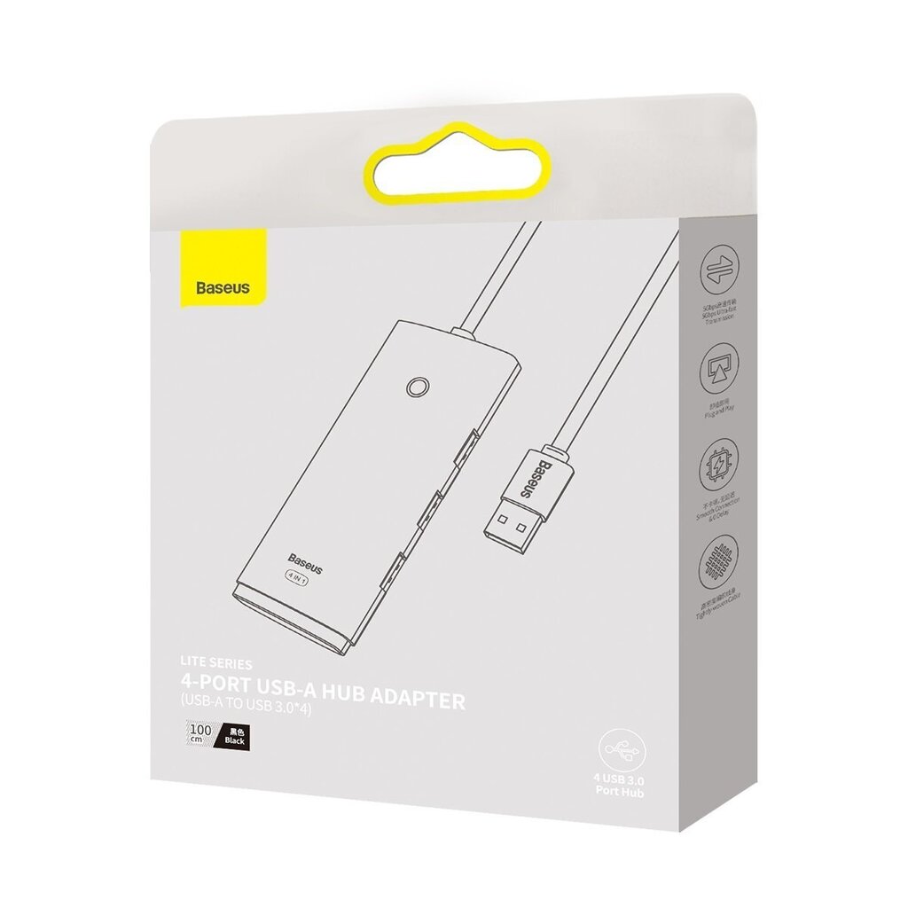 Baseus Lite Series HUB USB-A to 4xUSB-A 3.0 5Gb/s (WKQX030101) hinta ja tiedot | Adapterit | hobbyhall.fi