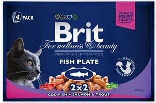 Brit Premium Fish Plate Säilykesetti, 4 x 100 g hinta ja tiedot | Kissanruoka | hobbyhall.fi