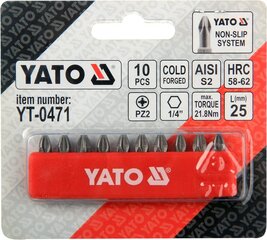 Suutinsarja Yato PZ2x25mm 1/4", 10kpl hinta ja tiedot | Käsityökalut | hobbyhall.fi