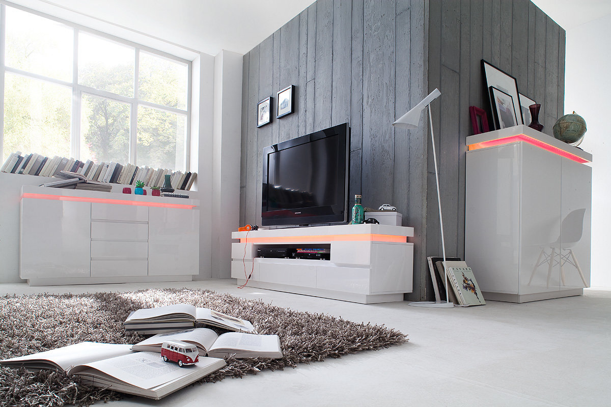 Ocean 2D, valkoisen värinen TV-pöytä hinta ja tiedot | TV-tasot | hobbyhall.fi
