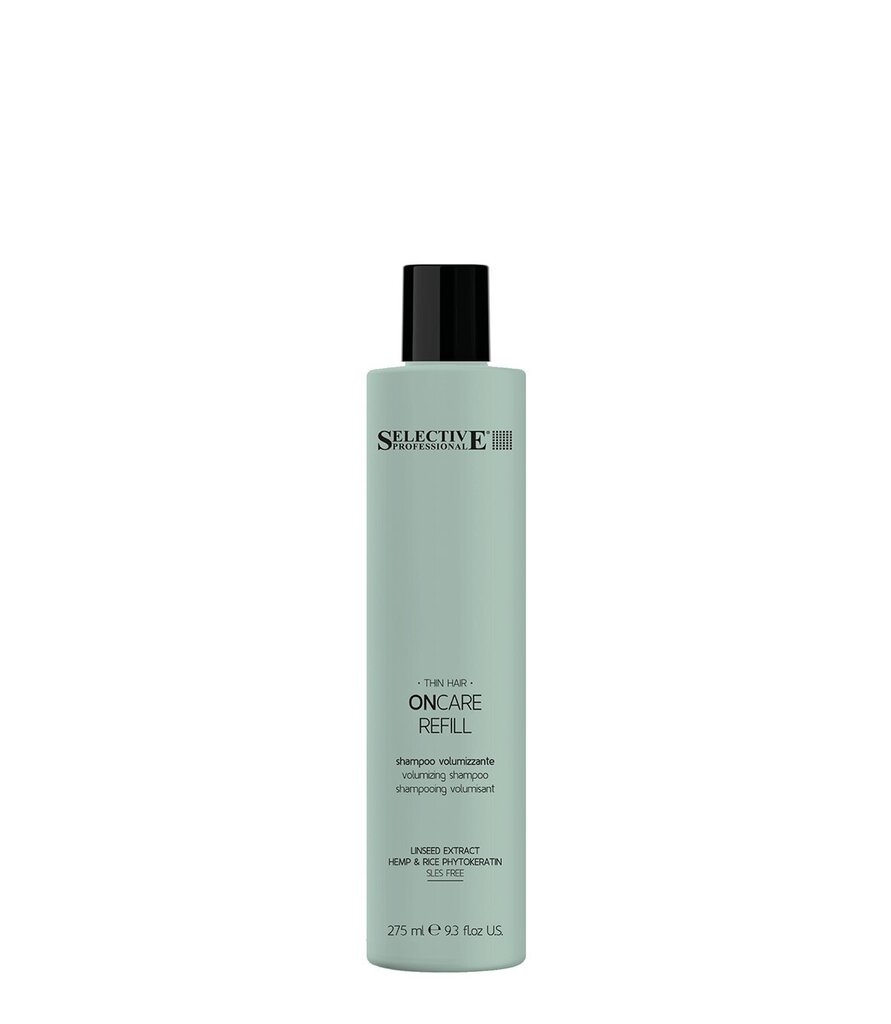 Volyymia lisäävä shampoo hauraille ja ohuille hiuksille Selective Professional Oncare Refill, 275 ml hinta ja tiedot | Shampoot | hobbyhall.fi