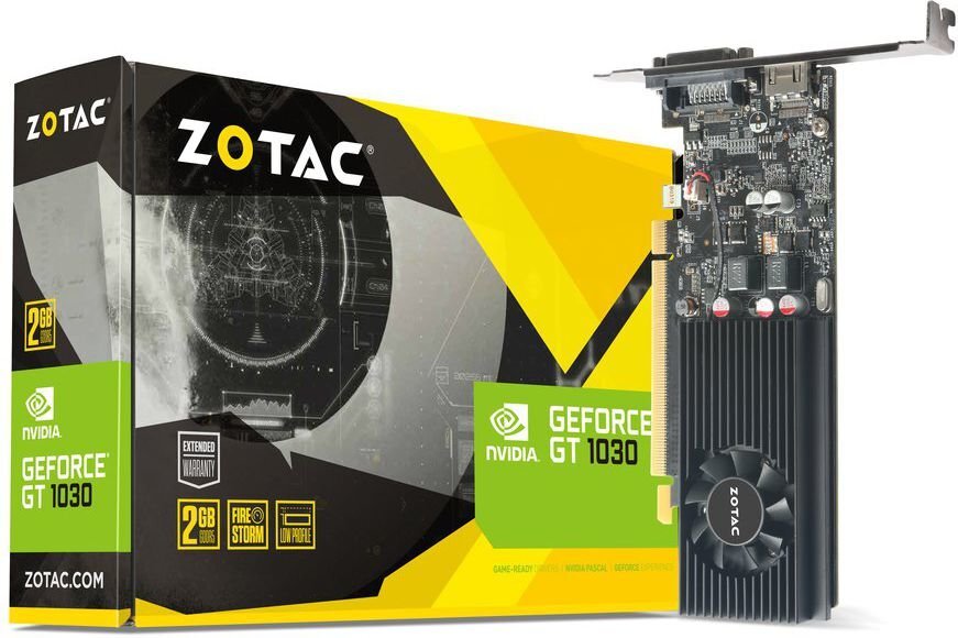 Zotac GeForce GT 1030 LP 2 Gt GDDR5 (64 bit), DVI-D, HDMI, BOX (ZT-P10300A-10L) hinta ja tiedot | Näytönohjaimet | hobbyhall.fi