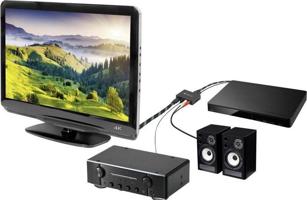 Ääniraidanvaihtaja Techly-erottaja HDMI-ääni S/PIDF 5.1CH / RCA L / R 2.0CH hinta ja tiedot | Kaapelit ja adapterit | hobbyhall.fi