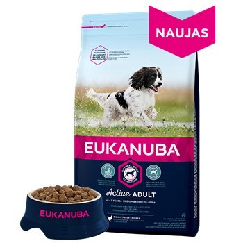 Eukanuba kuivamuona aikuisille keskikokoisille koirille tuoretta kananlihaa, 3 kg hinta ja tiedot | Koiran kuivaruoka | hobbyhall.fi