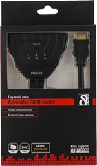 Deltaco HDMI-7001, 3-porttinen HDMI Pigtail -kytkin hinta ja tiedot | Adapterit | hobbyhall.fi