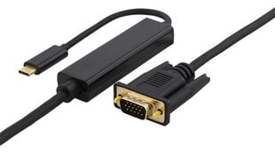 Deltaco USBC-1087-K, USB-C, VGA, DisplayPort, 2m hinta ja tiedot | Deltaco Kodinkoneet ja kodinelektroniikka | hobbyhall.fi