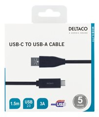 Deltaco USBC-1005M, USB C, USB A, 1.5m hinta ja tiedot | Puhelinkaapelit | hobbyhall.fi