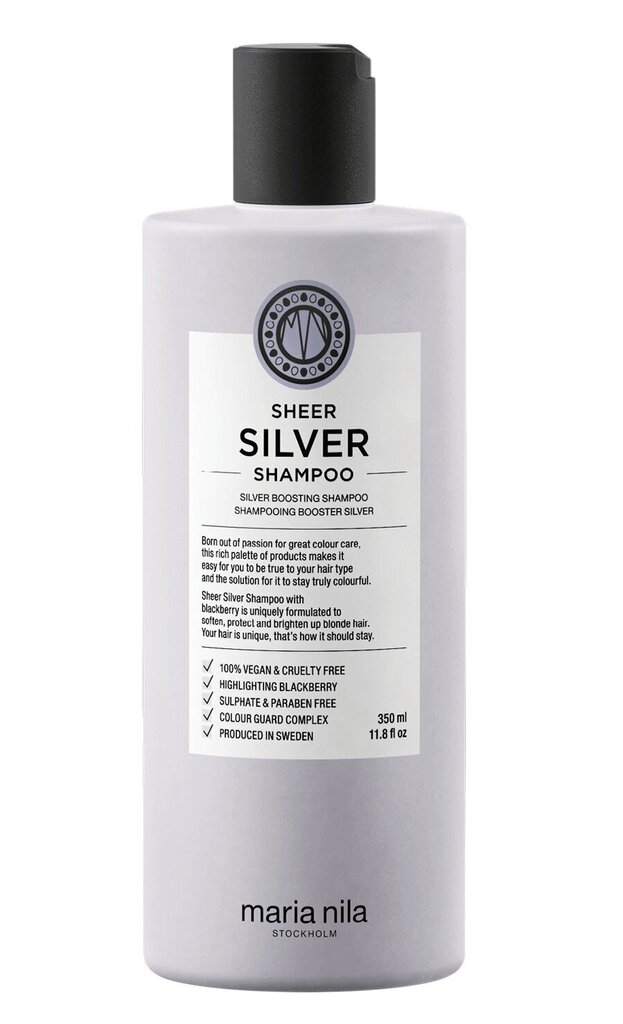 Keltaisen sävyn neutraloiva shampoo vaaleille hiuksille Maria Nila Sheer Silver, 350 ml hinta ja tiedot | Shampoot | hobbyhall.fi
