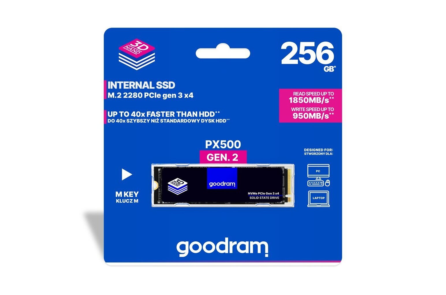 GoodRam SSDPR-PX500-512-80-G2 512GB M.2 PCIe NVMe PX500 G2 hinta ja tiedot | Kovalevyt | hobbyhall.fi