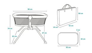 Vauvansänky 3in1 Lionelo Malin, Grey Stone hinta ja tiedot | Matkasängyt | hobbyhall.fi