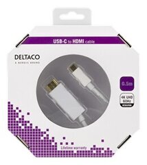 Deltaco USBC-HDMI1006-K, USB C, HDMI, 0,5 metriä hinta ja tiedot | Puhelinkaapelit | hobbyhall.fi